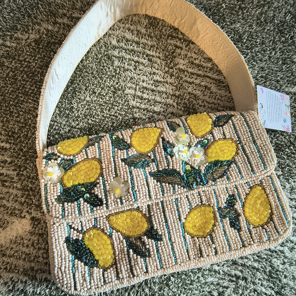 Beaded Lemon Pattern Shoulder Bag - image 1